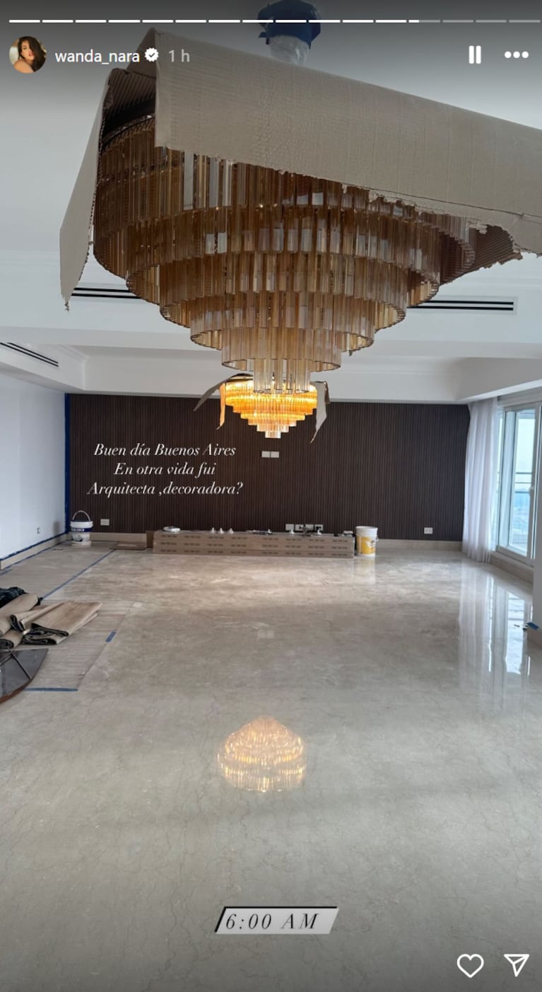 Wanda mostró cómo avanza la remodelación de la vivienda a la que se mudará.