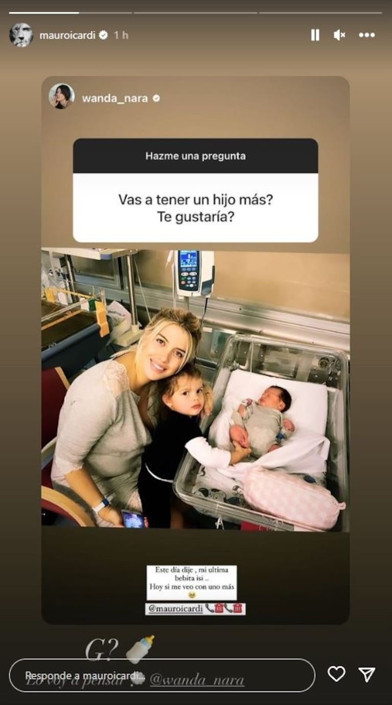 Wanda Nara aseguró que tendría otro hijo y Mauro Icardi le respondió rápidamente