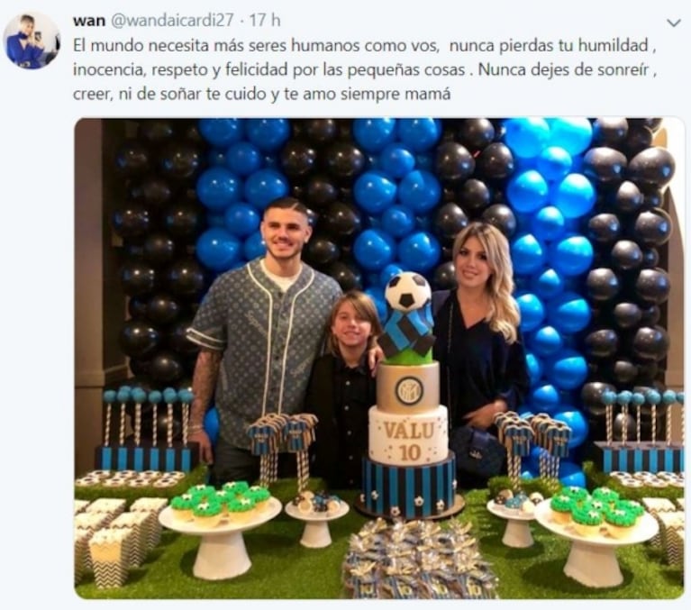 Wanda Nara celebró el cumple de Valentino con un increíble candy bar del Inter, el equipo de Mauro Icardi