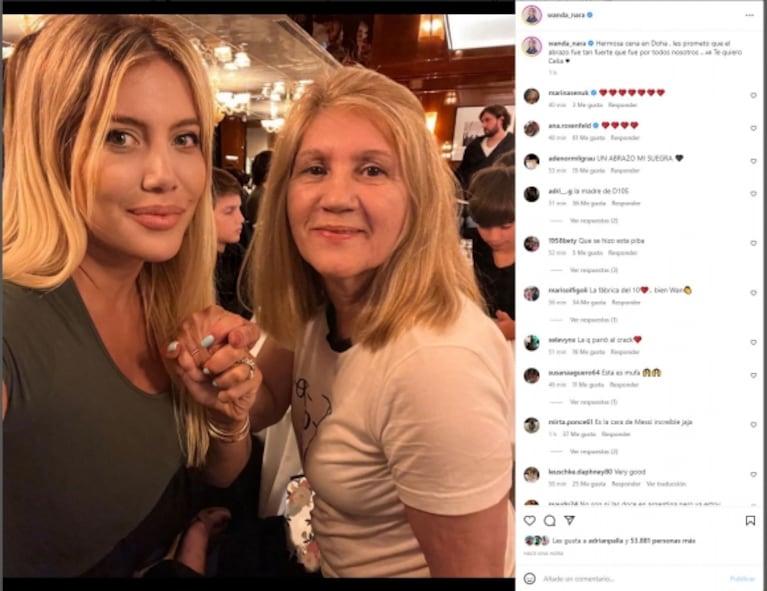 Wanda Nara cenó con la mamá de Lionel Messi a horas de la final de Qatar 2022