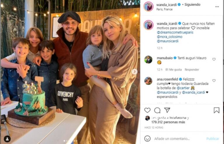 Wanda Nara compartió el festejo de cumpleaños de Mauro Icardi en París: "Que nunca nos falten motivos para celebrar"