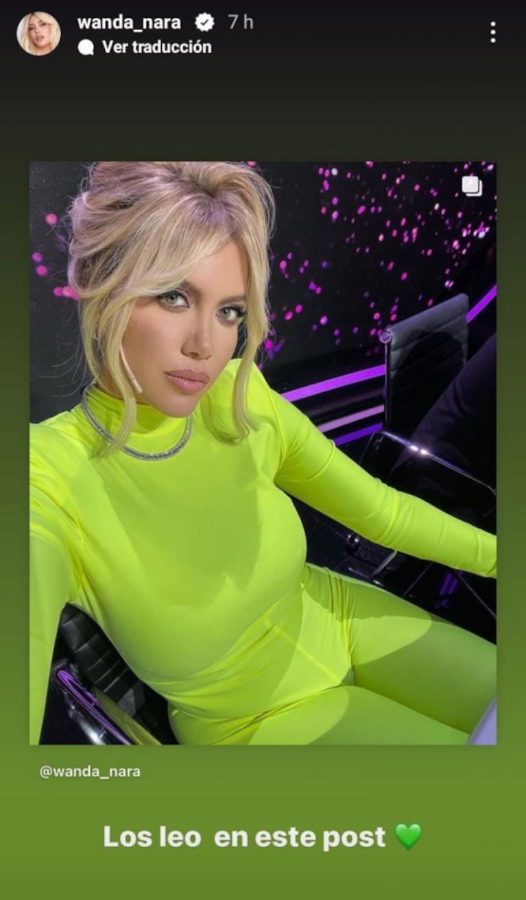 Wanda Nara compartió los memes más divertidos por su look verde flúor