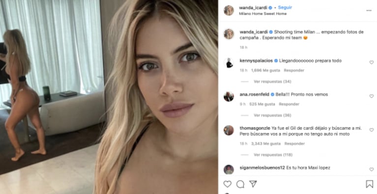 Wanda Nara compartió una foto sensual en medio de su crisis de pareja con Mauro Icardi: "Hogar dulce hogar"