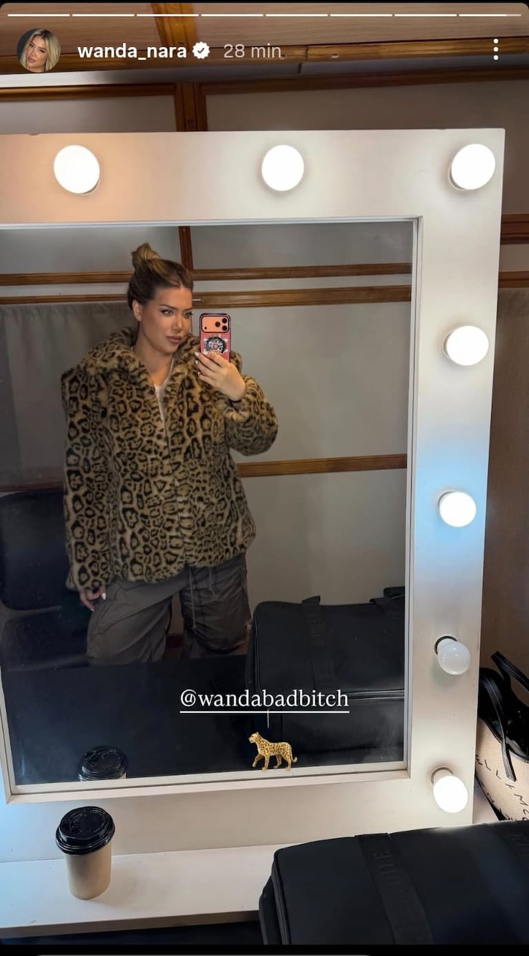 Wanda Nara con un impactante look en tonos chocolate y animal print (Foto: Instagram/@wanda_nara).