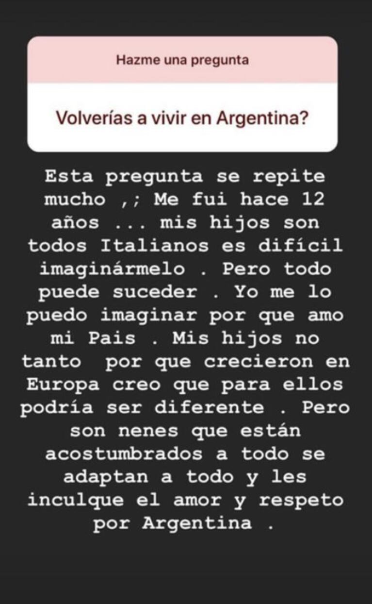 Wanda Nara contestó si volvería a instalarse en la Argentina: "Es difícil imaginármelo; mis hijos son todos italianos"
