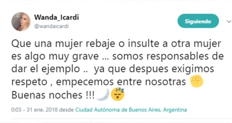 Wanda Nara, contundente tras la polémica de Moria Casán contra Jimena Barón: "Que una mujer rebaje o insulte a otra mujer es algo muy grave"