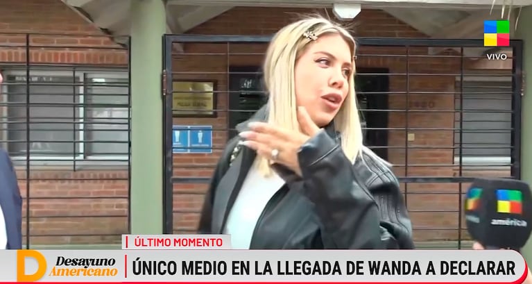 Wanda Nara después de declarar (Captura de América TV).