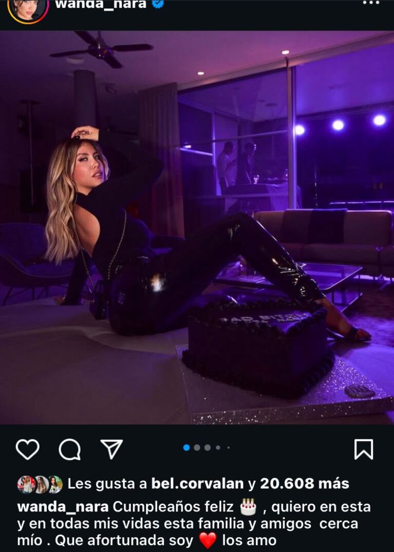 Wanda Nara en su cumpleaños (Foto: Instagram).