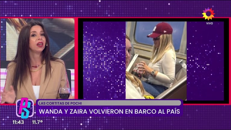 Wanda Nara en su regreso a Argentina de Uruguay (Foto: captura de eltrece).