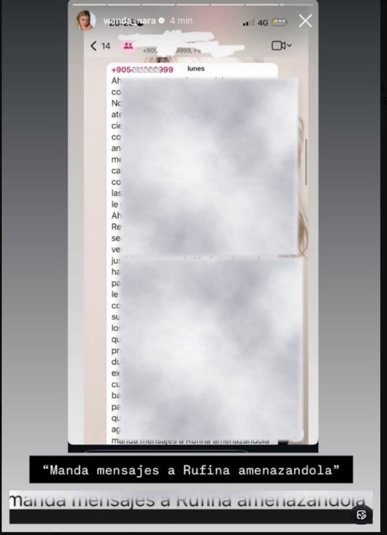 Wanda Nara en WathsApp. (Foto: X @CHINARDILOVE)