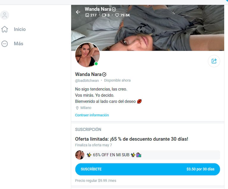 Wanda Nara está en OnlyFans: la explosiva foto de su perfil íntimo (captura de Onlyfans)