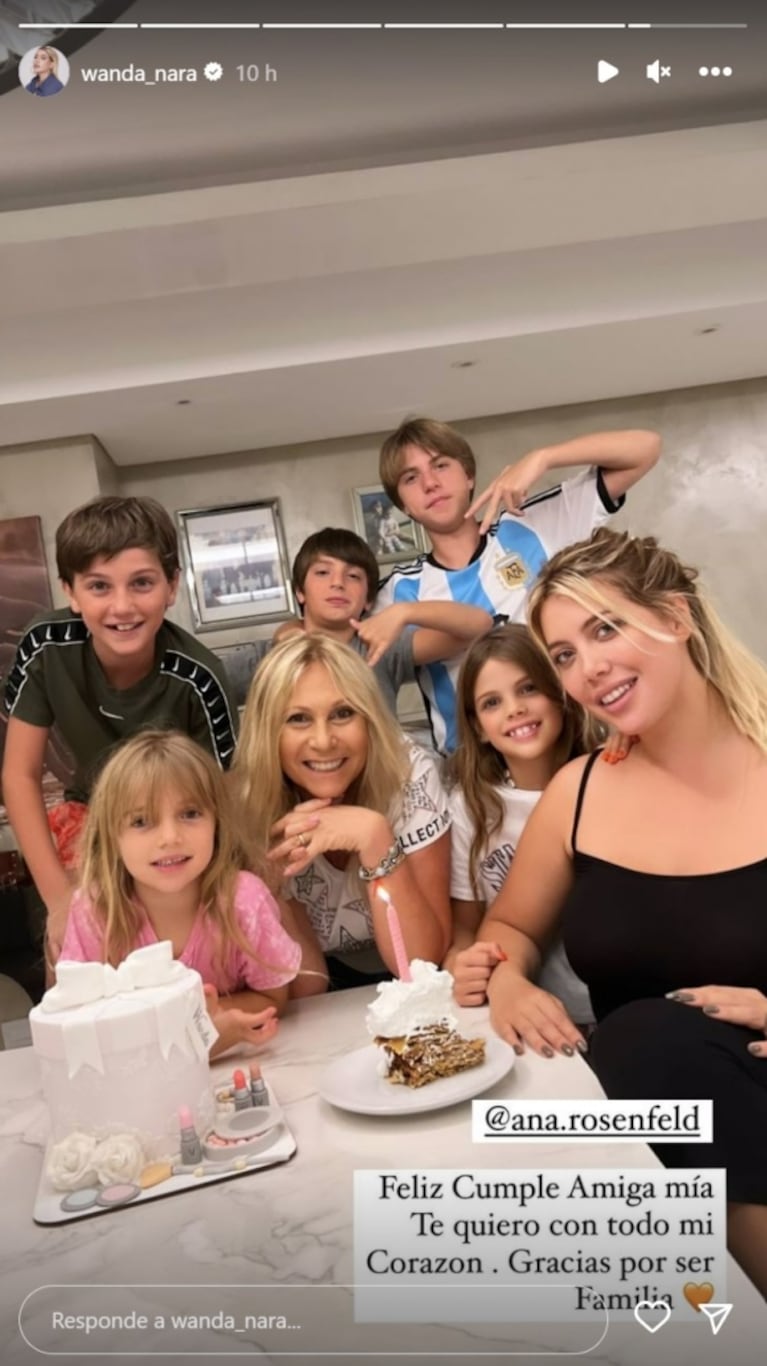 Wanda Nara festejó el cumple de Ana Rosenfeld con sus hijos en medio de su acercamiento a L-Gante