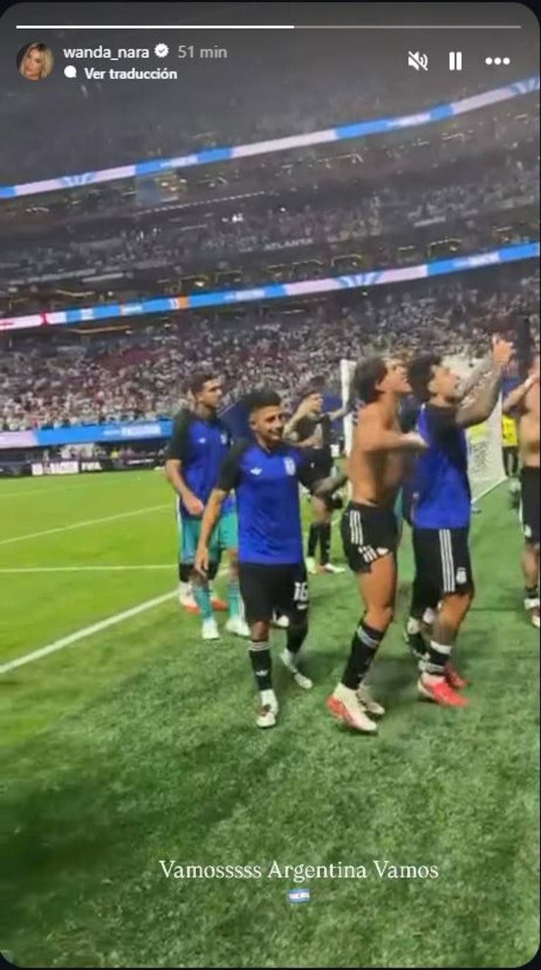 Wanda Nara festejó la victoria de Argentina sobre Inglaterra (Fotos: Instagram @wanda_nara)