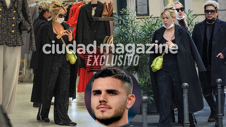 Wanda Nara fue captada en los centros comerciales de Milán (Fotos: Grosby Group).