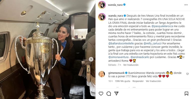 Wanda Nara ganó el Ballando con le stelle (Foto: Instagram @wanda_nara)