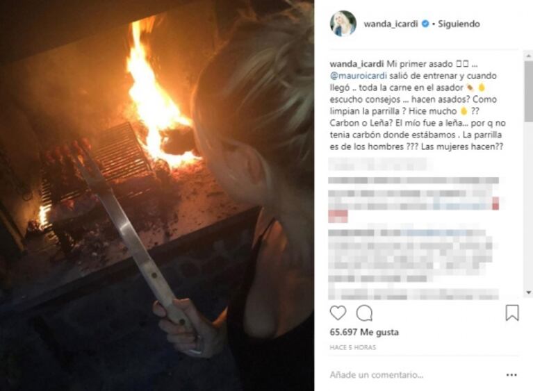 Wanda Nara hizo su primer asado: "Icardi fue a entrenar y cuando llegó... ¡toda la carne en el asador!"