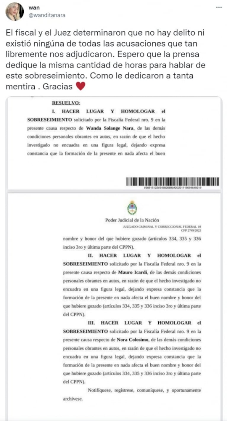 Wanda Nara hizo un tremendo descargo tras su conflicto legal con su exempleada doméstica