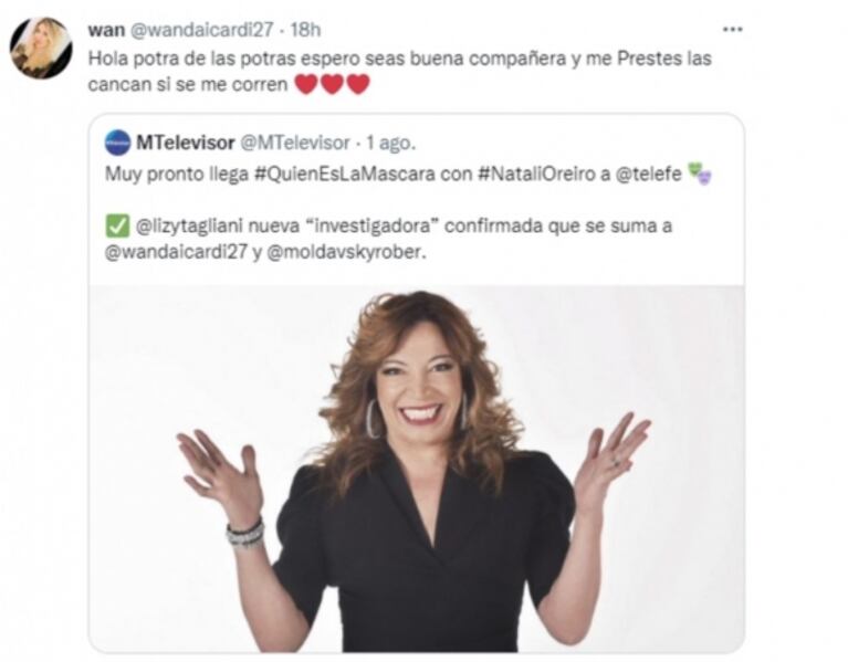 Wanda Nara le dedicó a Lizy Tagliani un divertido mensaje antes de comenzar a trabajar juntas