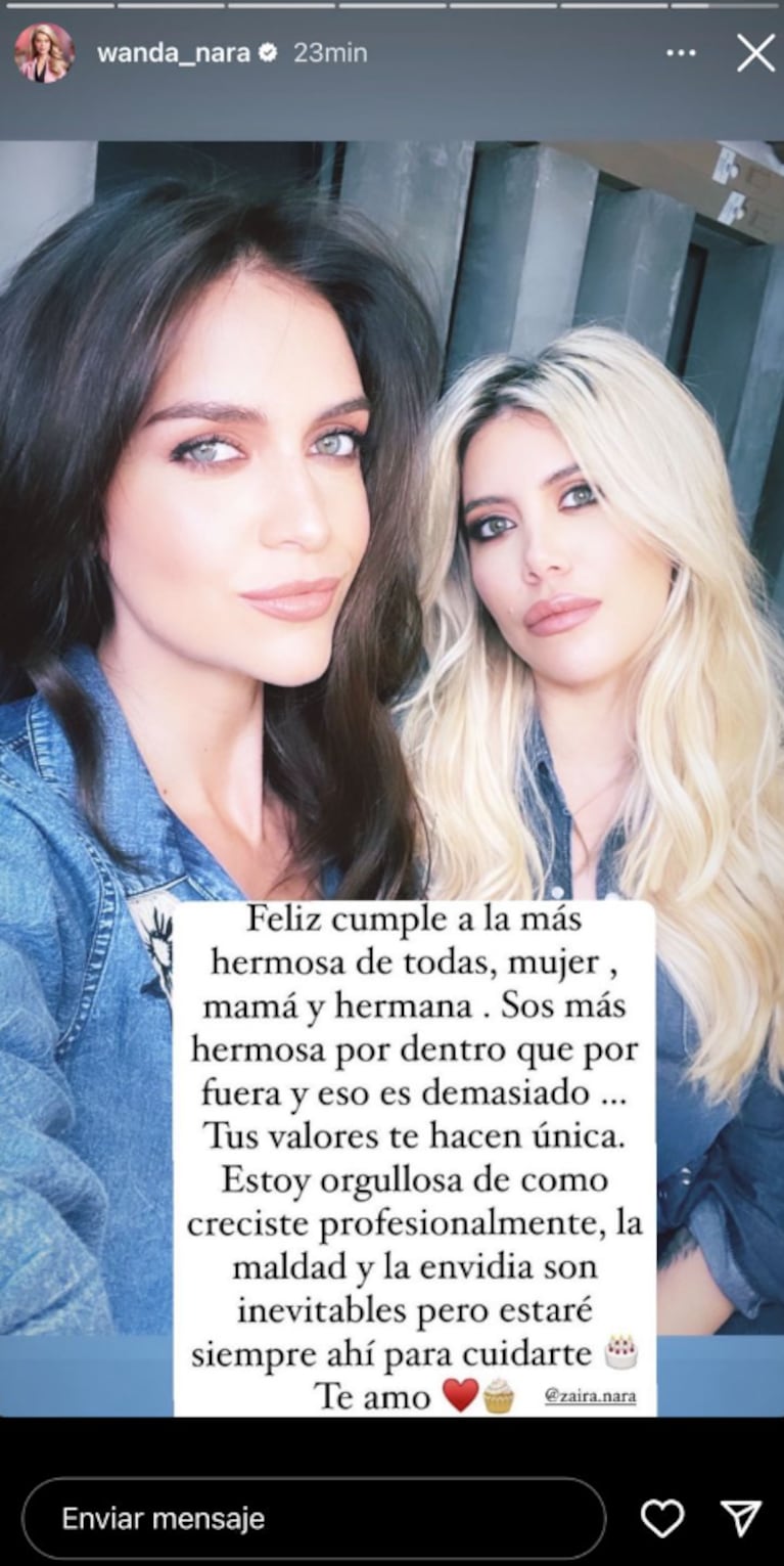 Wanda Nara le dedicó un emotivo mensaje a su hermana Zaira por su cumpleaños: “Estoy muy orgullosa de vos”