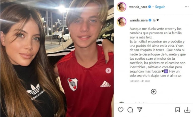 Wanda Nara le dedicó un sentido mensaje a su hijo Valentino López: "Que nada ni nadie te desenfoque de tu meta"