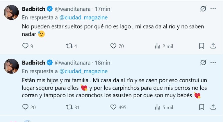 Wanda Nara le respondió a Ciudad. Foto: X