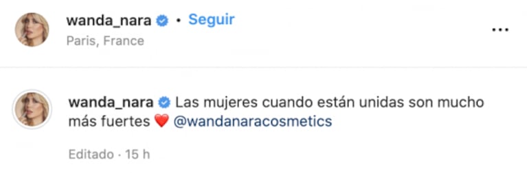 Wanda Nara les dedicó un firme mensaje a las mujeres tras su escándalo con China Suárez