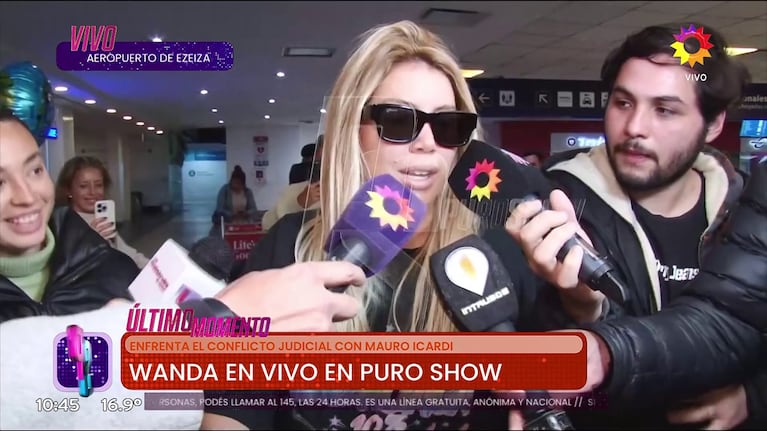 Wanda Nara llegó a la Argentina (Foto: captura de eltrece).