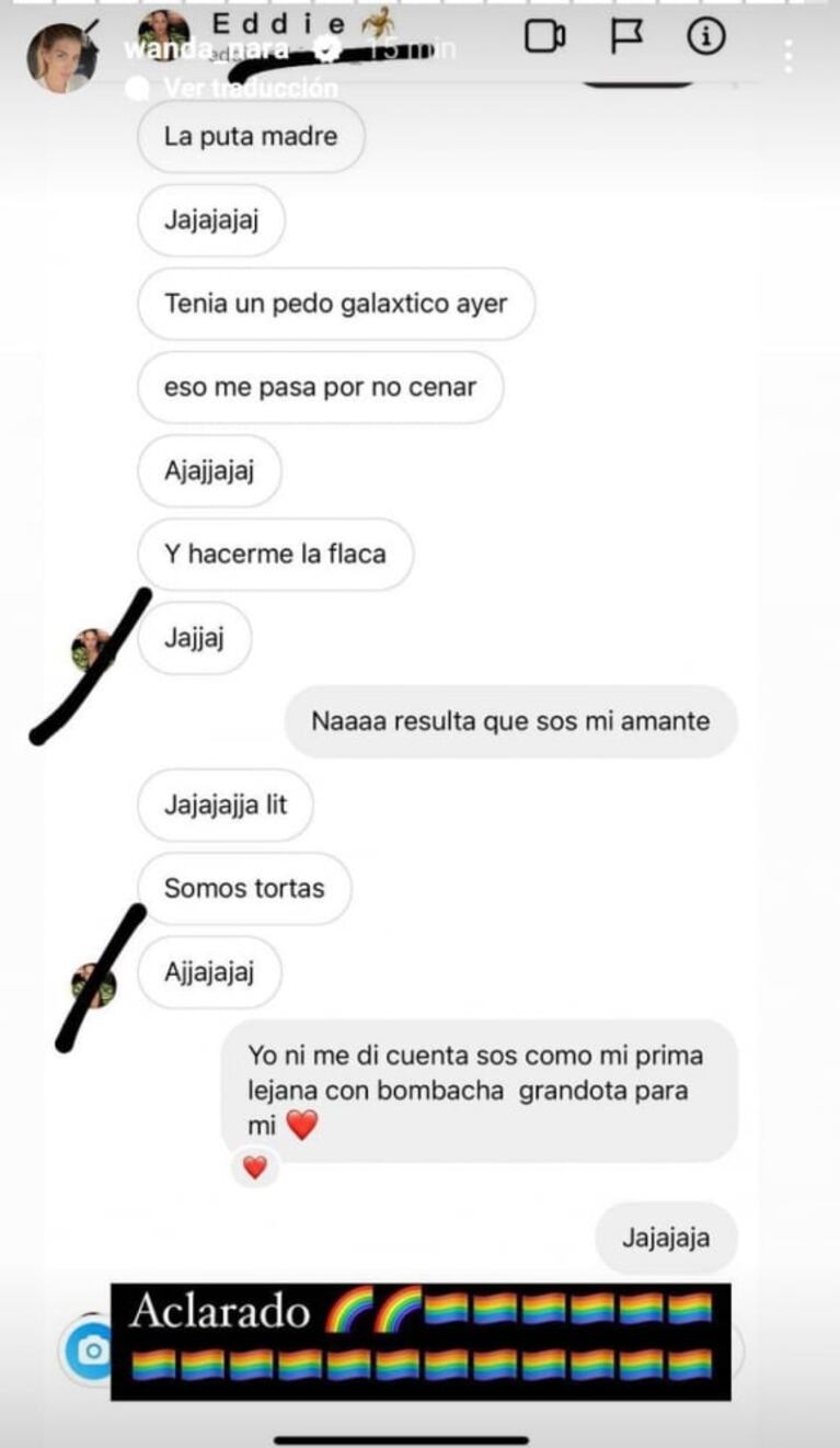 Wanda Nara mostró el desopilante chat con el joven que le dio el comentado beso en el escote