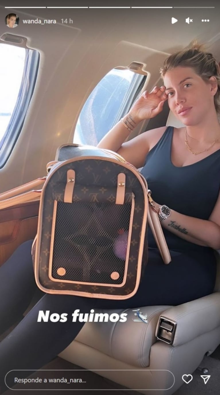 Wanda Nara mostró el exclusivo bolso en el que lleva a su perrita cuando viaja