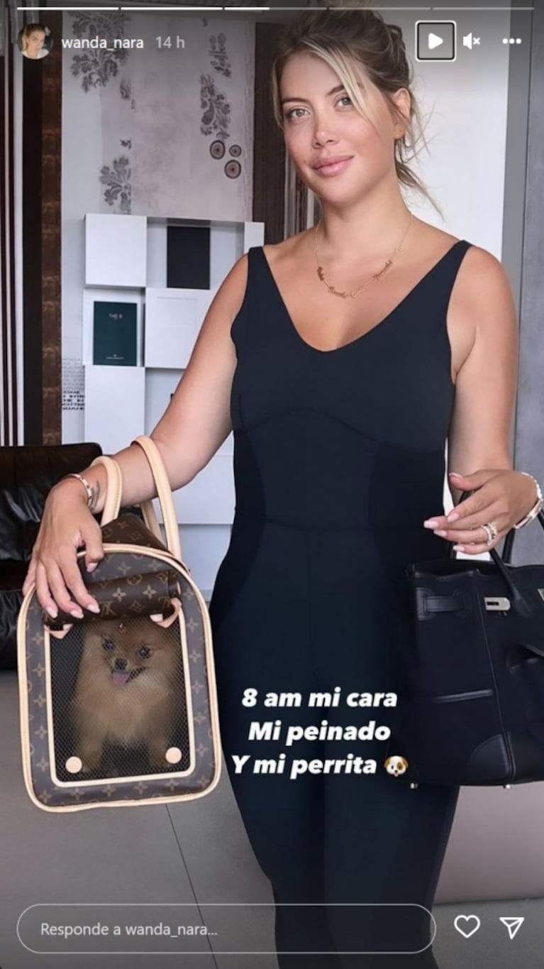 Wanda Nara mostró el exclusivo bolso en el que lleva a su perrita cuando viaja
