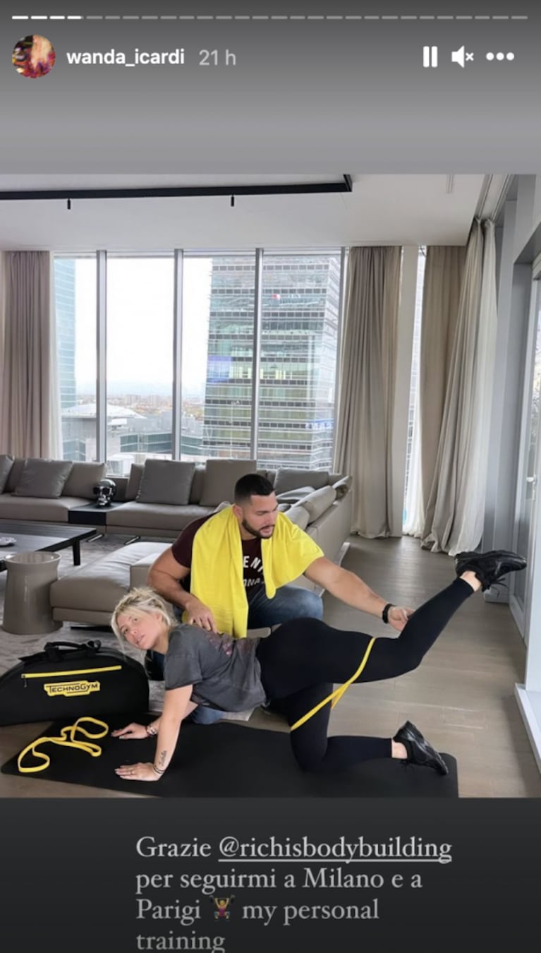 Wanda Nara mostró inéditas imágenes de su espectacular gimnasio en su casa parisina