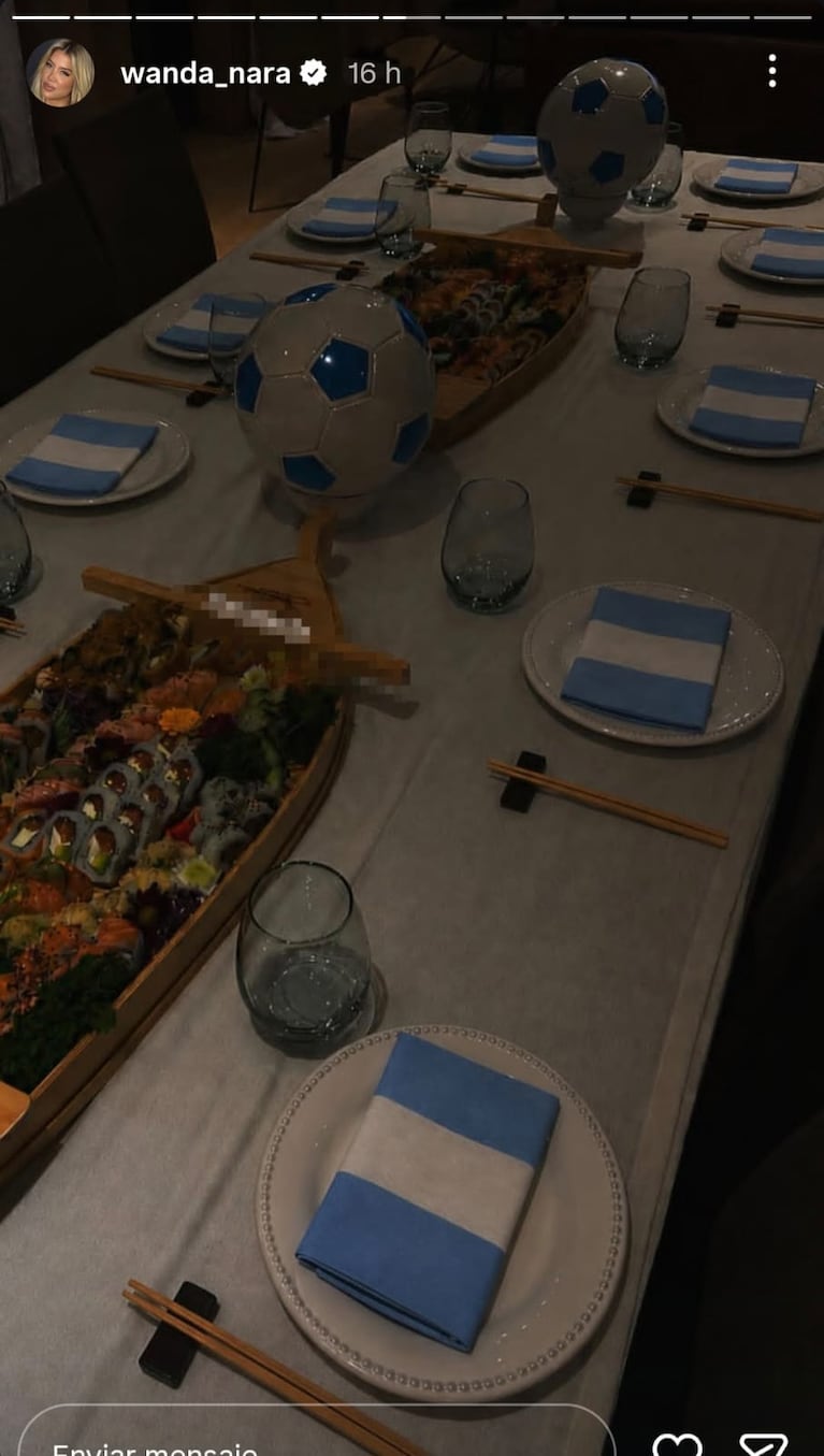 Wanda Nara mostró la decoración de su mesa para ver el partido de la Selección en el MUNDIAL™ (Foto: wanda_nara).