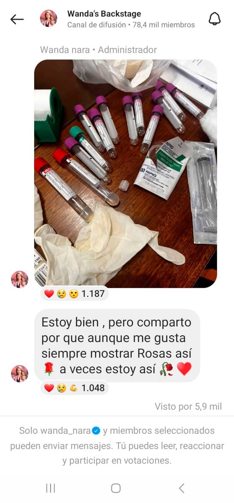 Wanda Nara mostró la medicación que le suministraron los especialistas que la agtienden (Foto: Instagram @wandanara)
