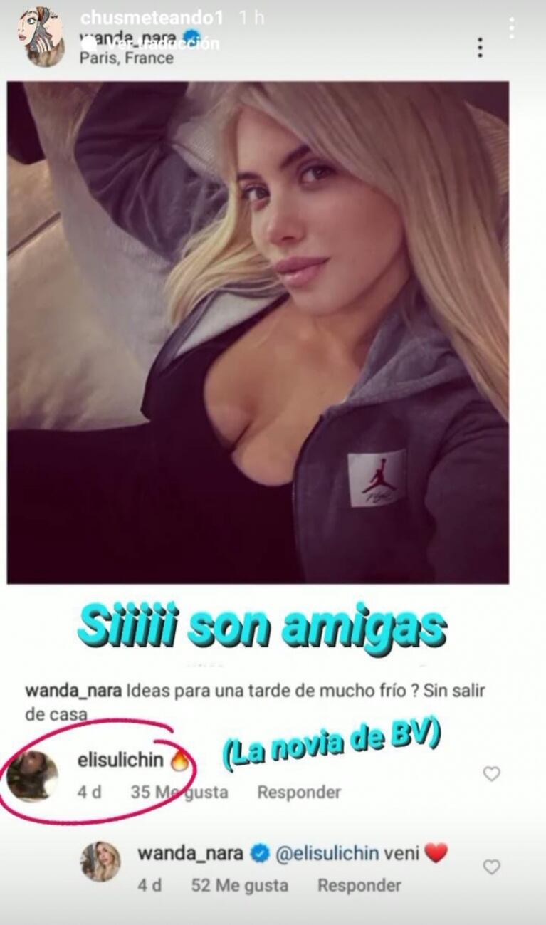 Wanda Nara mostró que es amiga de Eli Sulichin, la nueva novia de Benjamín Vicuña: "Nos extraño"