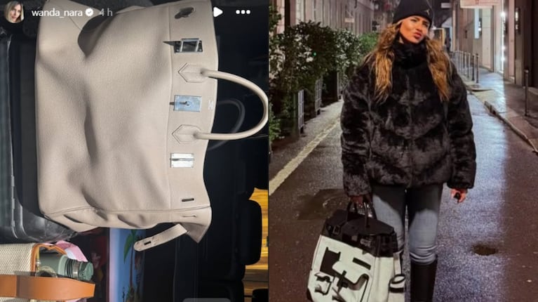 Wanda Nara mostró una de sus cartera de  Hermès después de que la China Suárez presumiera la que le regaló Icardi. (Foto: Instagram / wanda_nara / sangrejaponesa)