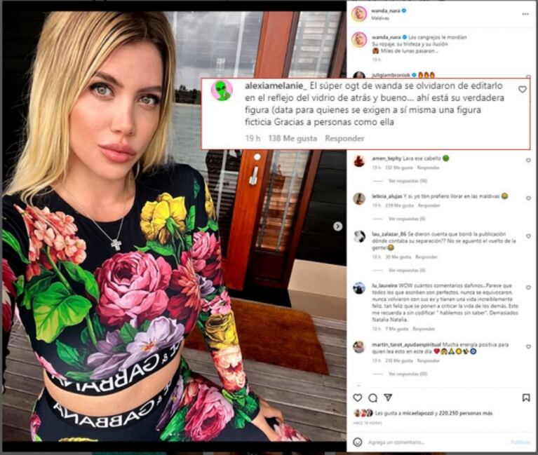 Wanda Nara otra vez desató polémica por el supuesto abuso de Photoshop