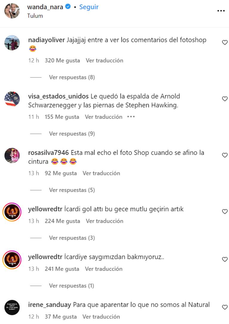 Wanda Nara posteó una foto en traje de baño y la acusaron de abusar del photoshop