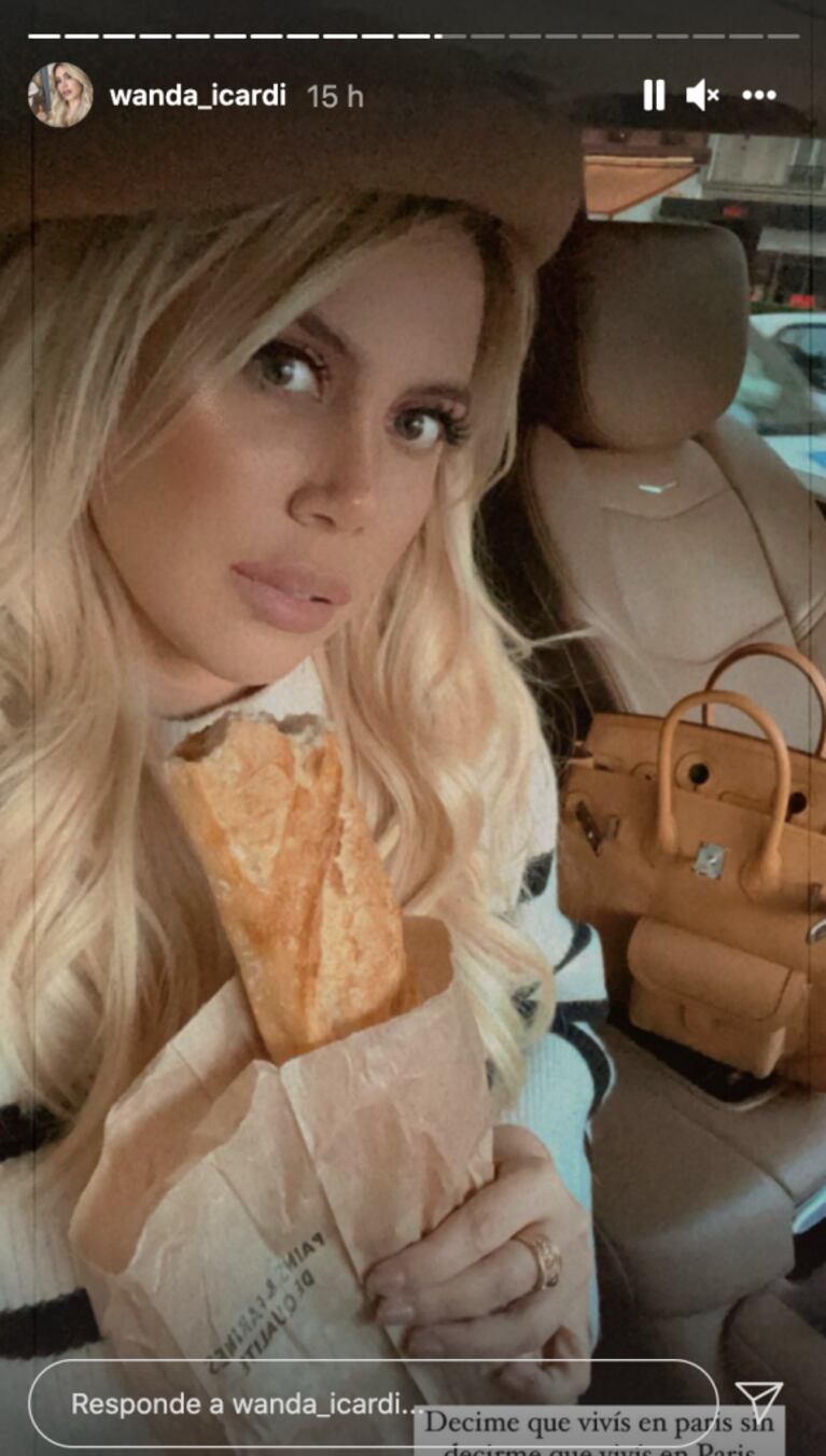 Wanda Nara protagonizó una llamativa sesión de fotos comiendo una baguette: "Mi felicidad es tan simple"