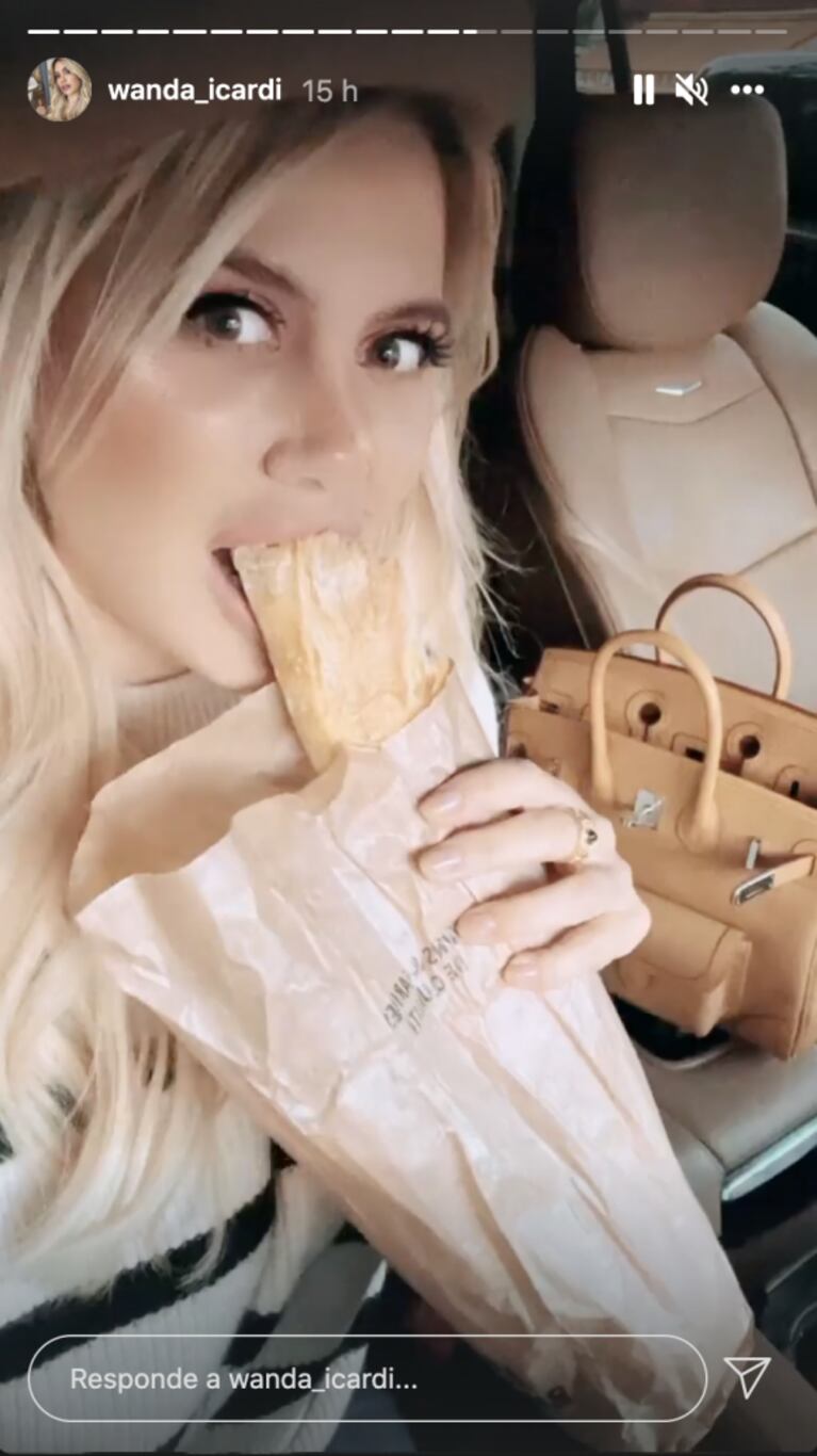 Wanda Nara protagonizó una llamativa sesión de fotos comiendo una baguette: "Mi felicidad es tan simple"