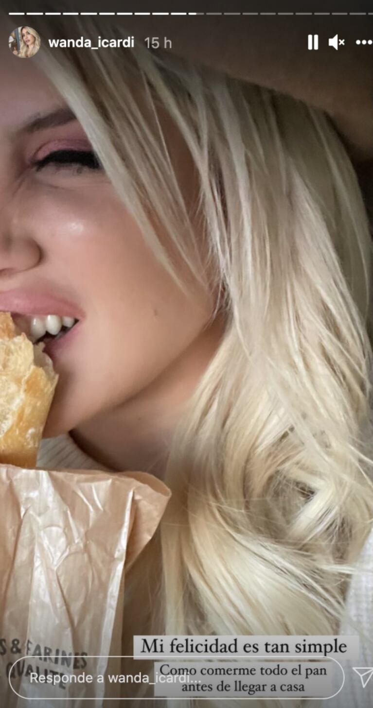 Wanda Nara protagonizó una llamativa sesión de fotos comiendo una baguette: "Mi felicidad es tan simple"