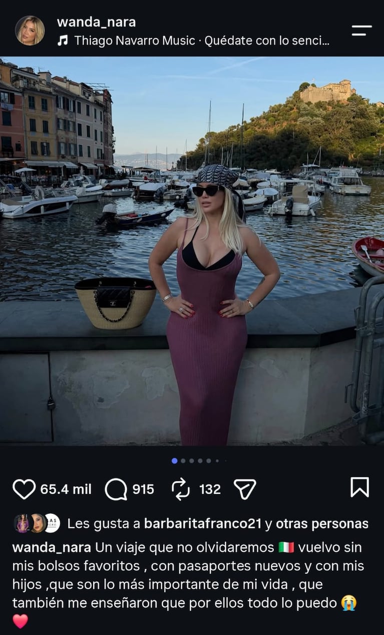Wanda Nara publicó un sentido posteo desde Italia, antes de regresar a la Argentina con sus hijas (Foto: Instagram).