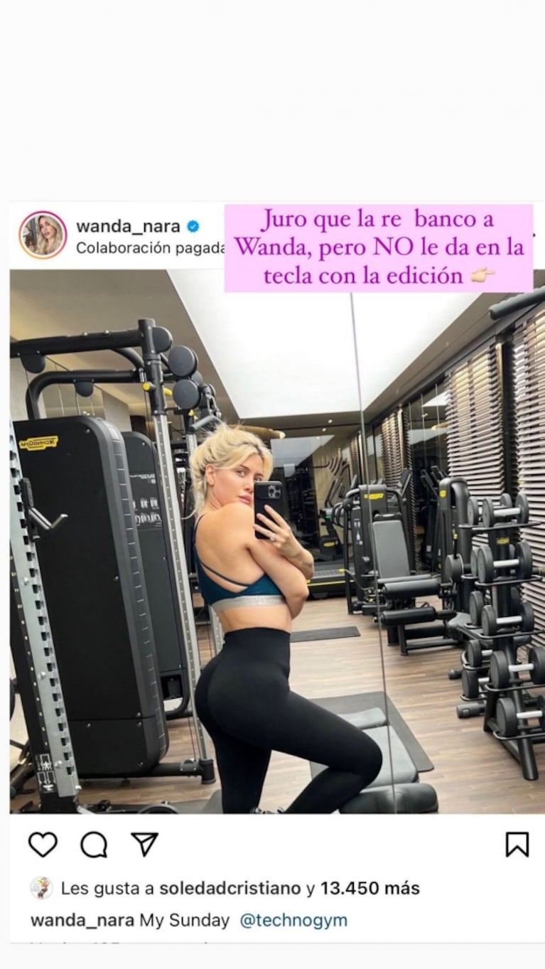 Wanda Nara publicó una osada foto y le descubrieron la "trampita": "Las líneas del piso, todas torcidas"