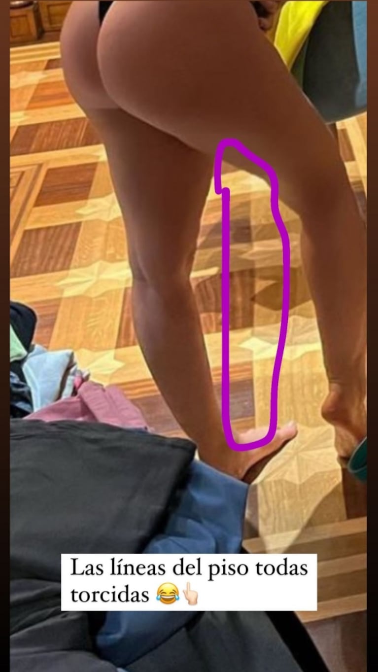 Wanda Nara publicó una osada foto y le descubrieron la "trampita": "Las líneas del piso, todas torcidas"