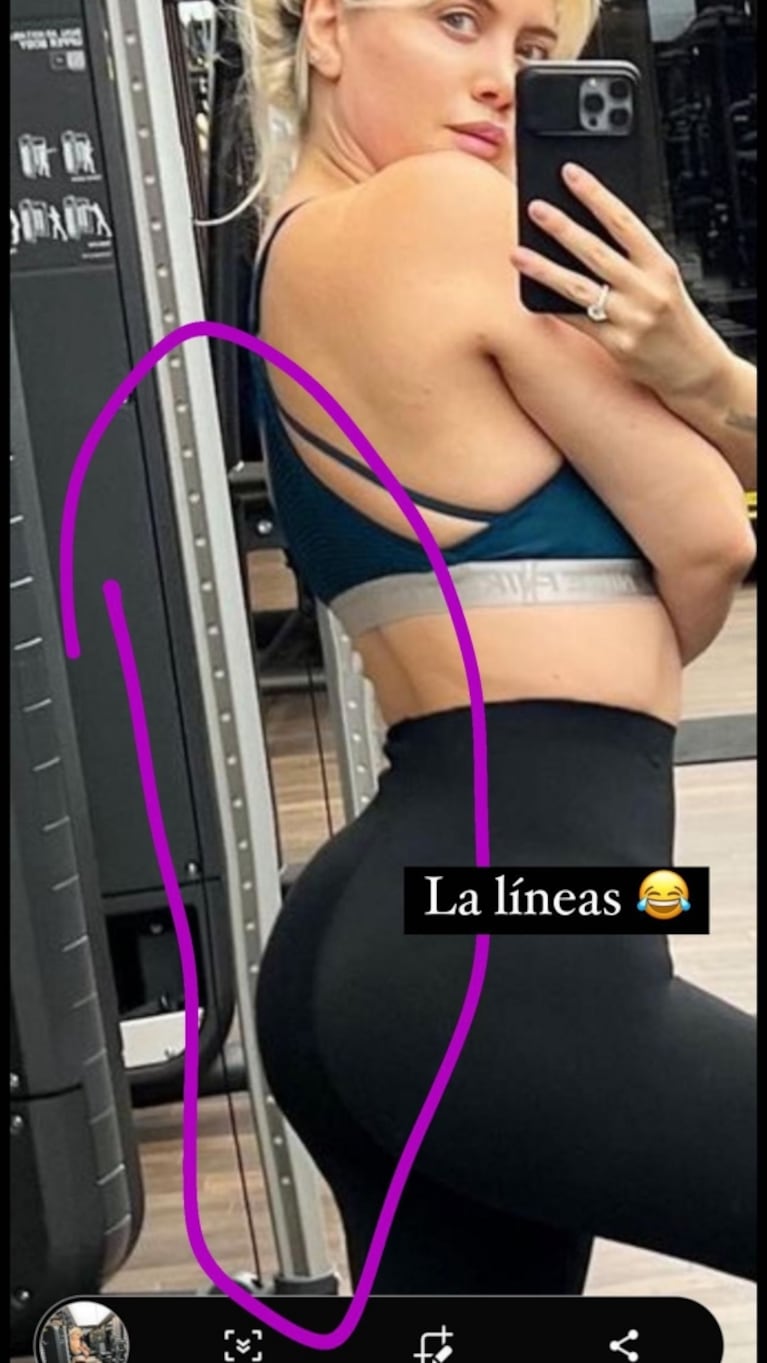 Wanda Nara publicó una osada foto y le descubrieron la "trampita": "Las líneas del piso, todas torcidas"