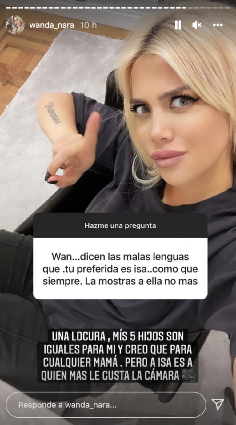 Wanda Nara reaccionó filosa cuando le preguntaron si Isabella Icardi es su hija preferida