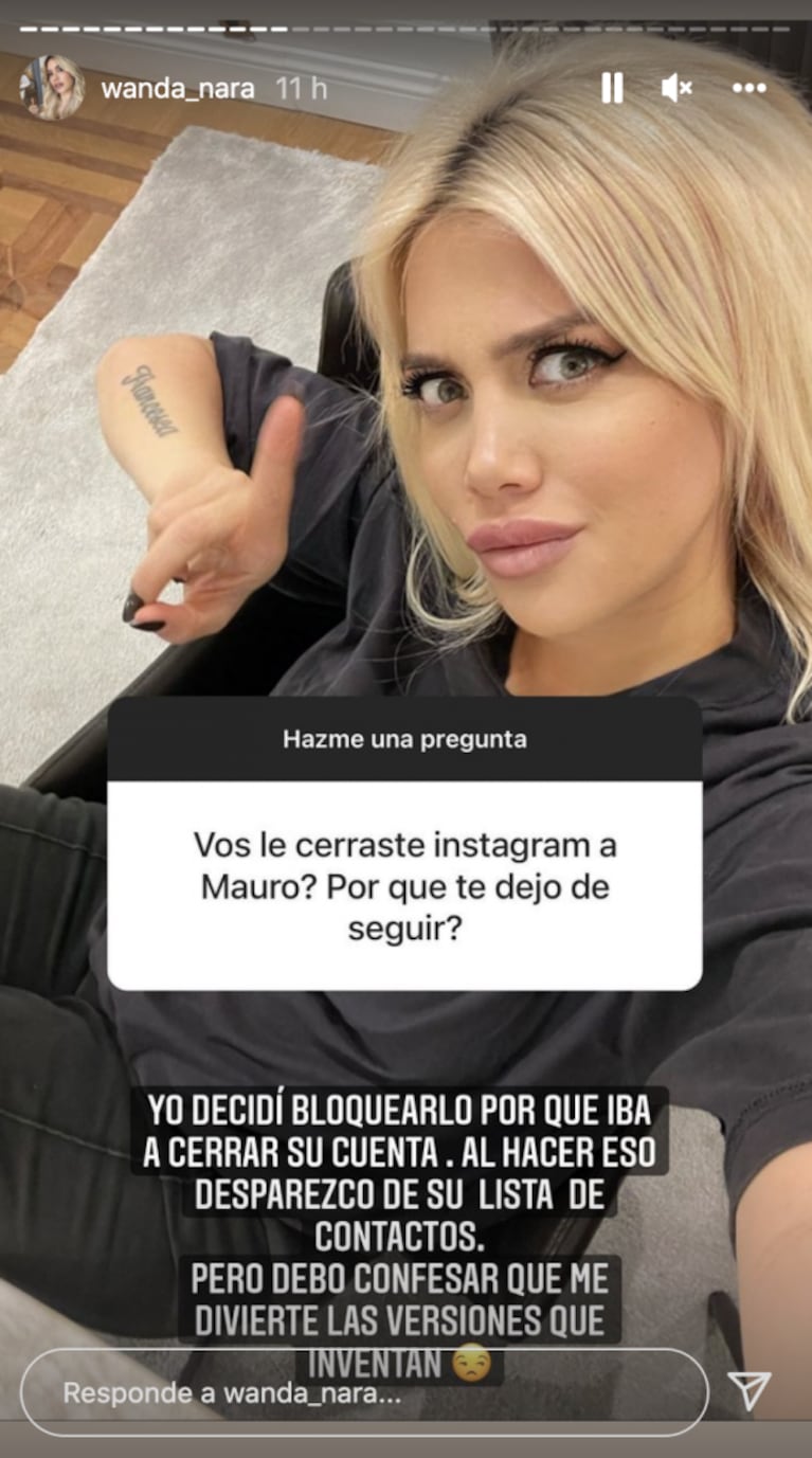 Wanda Nara reveló por qué había bloqueado a Mauro Icardi cuando cerró su Instagram