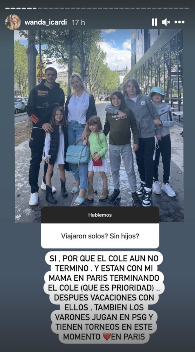 Wanda Nara reveló por qué sus hijos no pudieron viajar con ella y Mauro Icardi a África: "El colegio es prioridad"