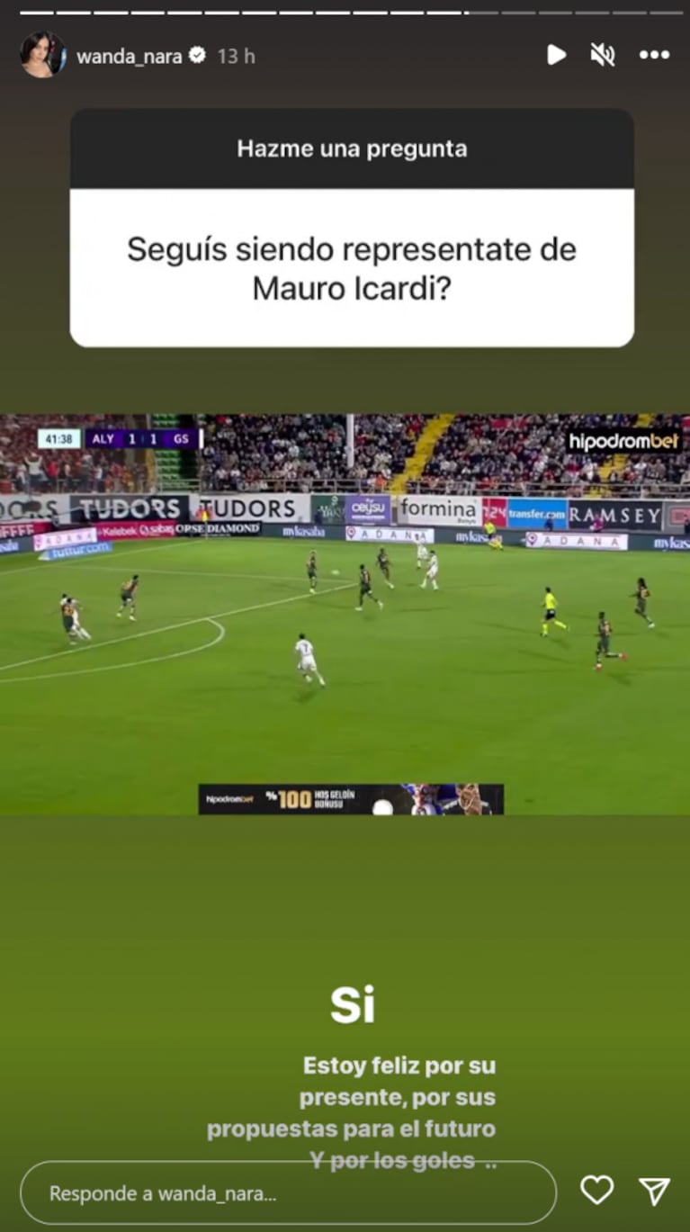 Wanda Nara reveló si sigue siendo la representante de Mauro Icardi: "Estoy feliz por su presente"