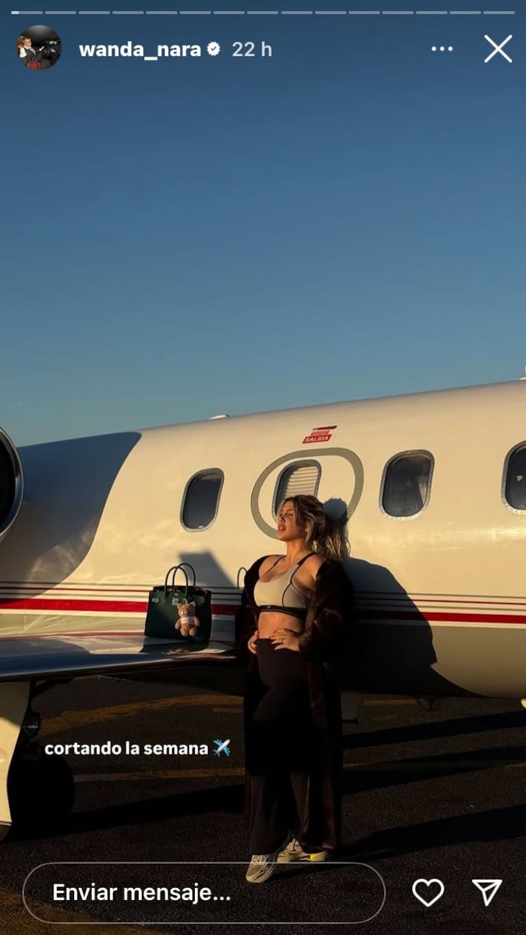Wanda Nara rumbo a Uruguay (Foto: captura de Instagram).