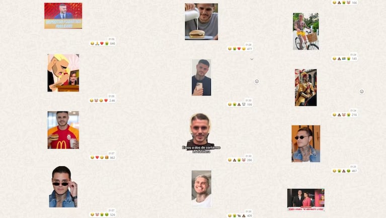 Wanda Nara se burló de Mauro Icardi y Maxi López con stickers en su canal de WhatsApp | Créditos: captura canal de WhatsApp Wanda Nara